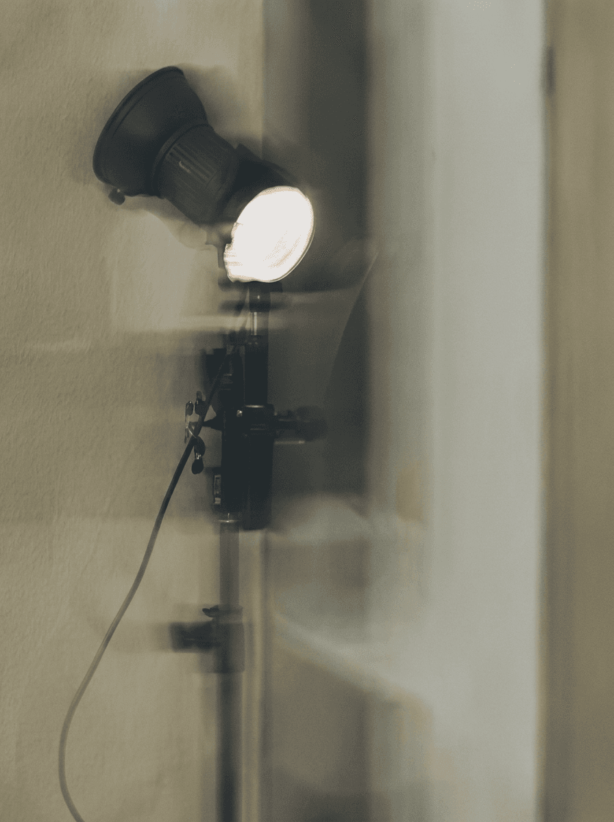 Studio lighting setup in black and white